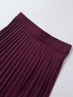 Falda Plisada de Cintura Alta para Mujer OUWU Medio Largo, Color Sólido, Negro y Rosa, Primavera y Otoño, Moda Nueva - details 4