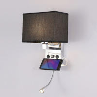 Lámpara de pared minimalista para mesita de noche, lámpara de lectura con interruptor, soporte para teléfono móvil, luces de pared recargables para habitación de hotel y dormitorio - details 6