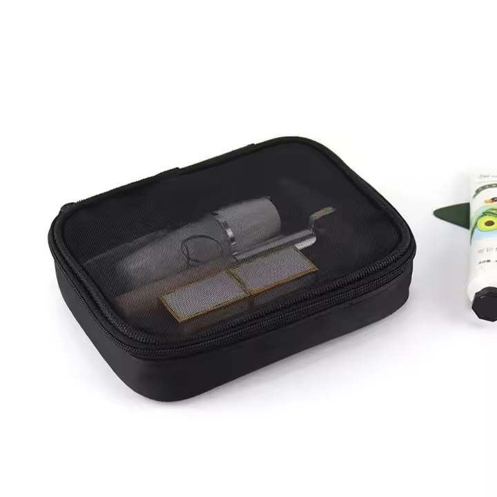 Neceser de viaje con cremallera de nailon Simple para mujer, bolsa de almacenamiento para baño, estuche de maquillaje, bolsa de almacenamiento de cosméticos de malla - 1