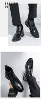 Nuevas botas cortas en contraste, zapatos de cuero altos con cordones de negocios de moda para hombres británicos - details 7