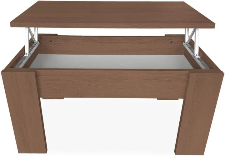Mesa de Centro para Café/Té Elevable, Estilo Salón o Comedor, Color Wengue, Medidas 90 cm x 50 cm x 46/57 cm - 1