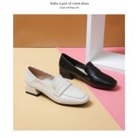 Cabeza cuadrada boca poco profunda, tacón grueso, suela suave, mocasines de aumento de altura, interior para mujer - details 11