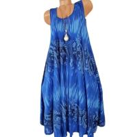 Vestido sin mangas holgado de verano para mujer, sin mangas, con cuello redondo y encaje estampado ral elegante - details 4