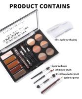 Juego de polvos para cejas, 12 colores de polvo para cejas, 4 plantillas para cejas, pincel y lápiz para cejas, voluminizador de gel - details 1
