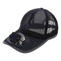 K Gorra de béisbol con protección solar para adultos, mini ventilador de refrigeración recargable por USB, malla transpirable, gorra de camionero estable para pescar, - details 0