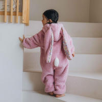 Cute Baby Cartoon Romper Warm Fleece One-piece Overall Autumn Winter Toddler Outwear Jumpsuits - details 6