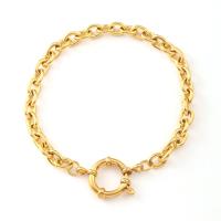 Pulsera de acero inoxidable para mujer, joyería simple de moda con cadena cruzada dorada - details 2