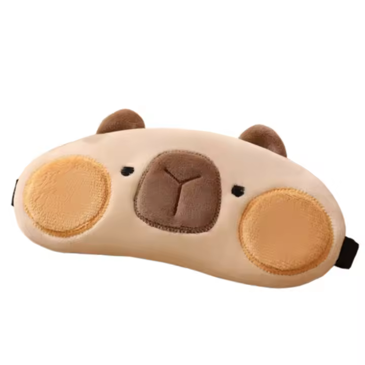 Máscara de ojos de Kapybara de dibujos animados divertidos, cubiertas para ojos para dormir de felpa suave, plegable, máscara de ojos de Kapybara de dibujos animados Kawaii, aislamiento de luz - 1