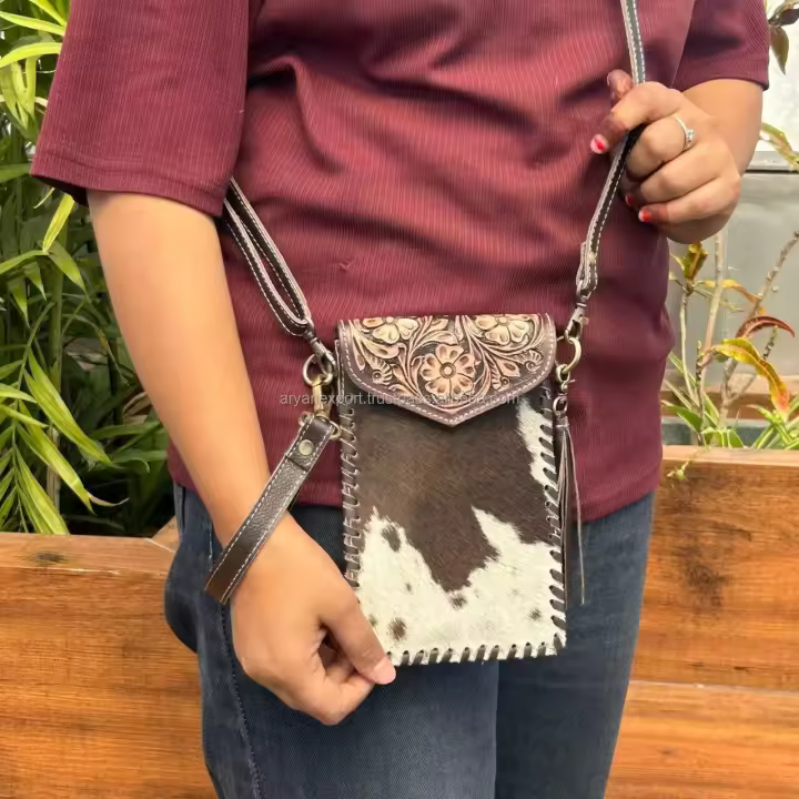 Nueva herramienta hecha a mano, pulsera de cuero, bolso cruzado diagonal de piel de vaca para teléfono, clip para cinturón para mujer - 1
