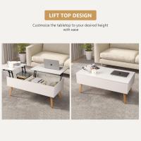 Mesa de Centro, Mesa de Centro Regulable en Altura, Extraíble, Extensible, Compartimento de Almacenaje Oculto Independiente, Tablero Elevable Doble, Mesa de Sofá de Salón, Color Nogal - details 49