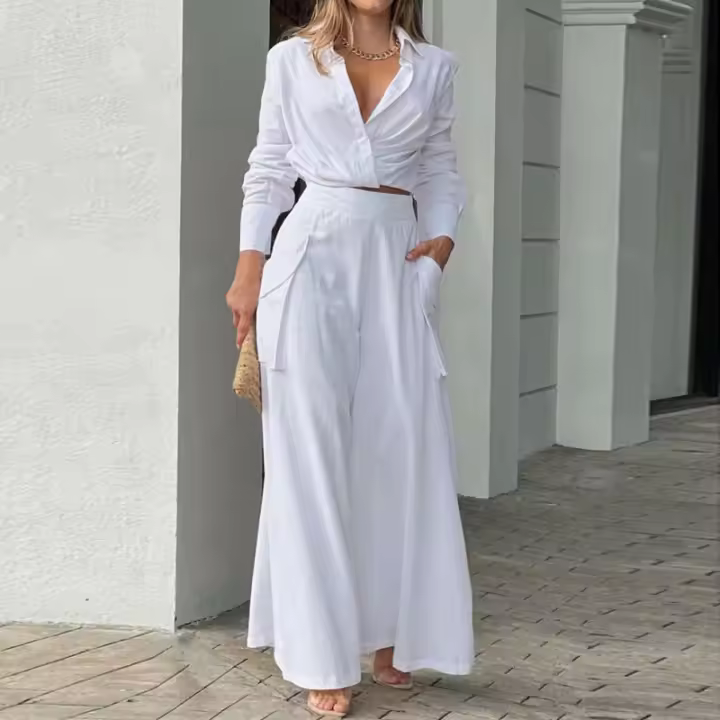 Verde 2025 INS Estilo Temperamento Conmutador Tendencia Camisa de Moda Traje Casual - 1