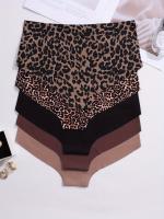 5 uds bragas sin costuras con estampado de leopardo para mujer, bragas sexis de nailon tejido, varios tamaños, bragas de moda para mujer - details 2