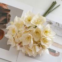 Ramo de narcisos artificiales de tacto Real, elegante flor de narciso de seda hecha a mano, flor falsa de lujo, escritorio para sala de estar - details 6