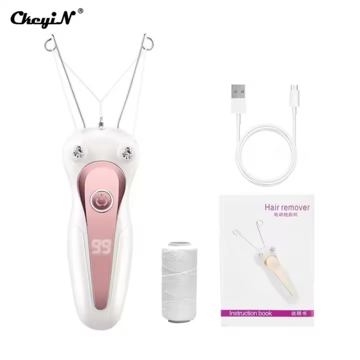 Removedor de cuerpo eléctrico para mujer, afeitadora de hilo de algodón para piernas y brazos, maquinilla de afeitar, depiladora de pelo recargable para cuello de belleza - 1
