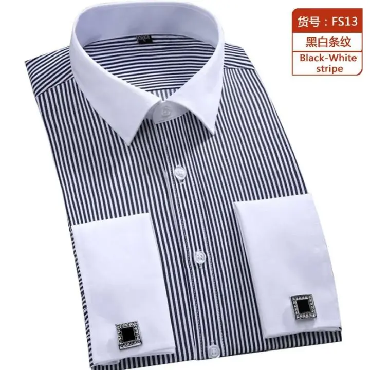 M ~ 6XL vestido francés 2024 blanco nuevo manga larga botón Formal camisa de hombre de negocios Regular Ute gemelos - 1