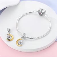 Pulsera de plata de dos tonos con colgante triple celestial de cuentas en forma de corazón para la fabricación de joyas - details 7