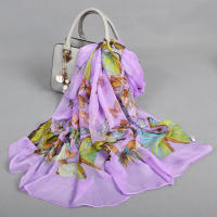 BYSIFA Pañuelo de Seda de Morera 100% Diseño Elegante de Mariposa Ideal para Primavera/Verano - details 0