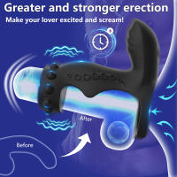 Vibrador del punto G del clítoris Extensor de pene con 10 modos de vibración intensos, anillo dual Juguetes sexuales para adultos Estimulador Masajeador para hombres Mejora de la erección y placer femenino - details 1