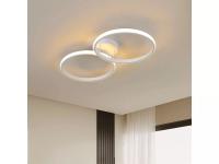 GOECO-Lámpara LED de Techo Doble Redonda de Aluminio, Lámpara Moderna de 36W-54x30x30 CM-4000K, Luz Neutra blanca, Iluminación Interio - details 1