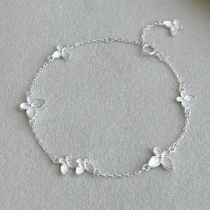 S-pulsera de mariposa dulce y fresca de estilo forestal de plata pura para mujer, joyería de alta gama con temperamento suave y de hadas - 1