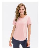 Camiseta deportiva lisa de manga corta para mujer, Top holgado para Fitness, camiseta de gimnasio - details 12