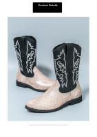 Botas vaqueras occidentales vintage bordadas altas clásicas Botas largas de moda para caballero - details 2