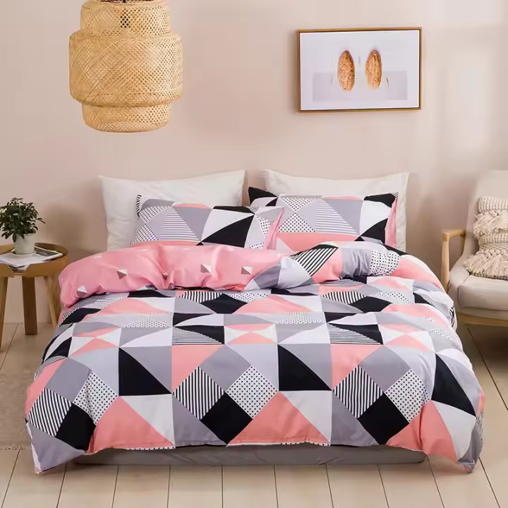 Juego de Ropa de Cama King Size Cómodo y Suave con Estampado Geométrico Moderno Juego de Edredón Doble para Parejas - 1