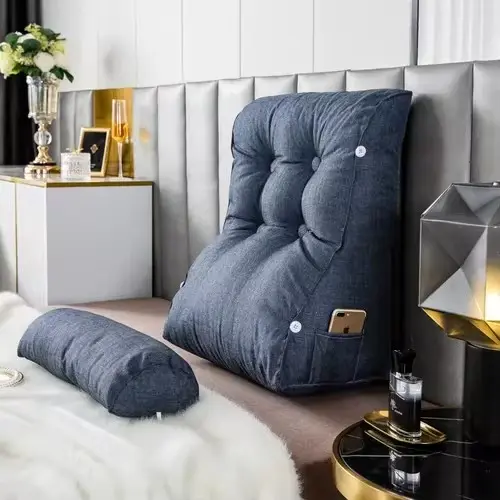 Almohada de Soporte de Espalda para Adultos Almohada de Cama en Forma de Almohada con Bolsillo - 1