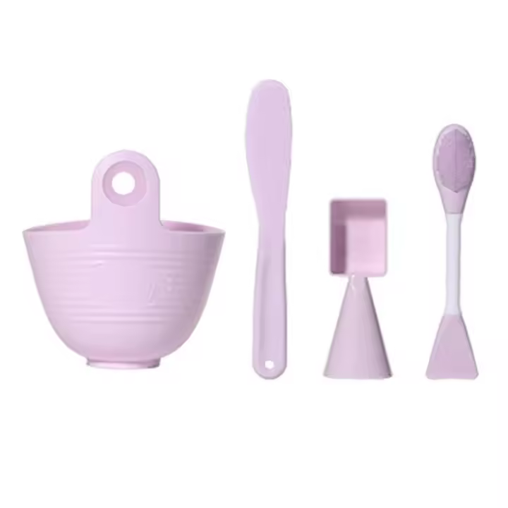 Juego de cuencos para mezclar mascarillas faciales de silicona, 3/4 Uds., máscara suave DIY, cuenco, cepillos, cuidado facial, kits de herramientas de maquillaje multifuncionales - 1