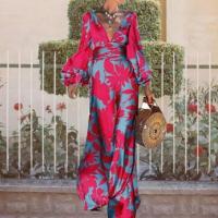 Vestidos verdes de verano 2025 con cinturón, elegantes, para ir al trabajo, de manga larga, para interiores de empresa grande, con cuello en V - details 9