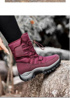 Botas de nieve impermeables para mujer, botines de piel cálida, con plataforma, color negro, a la moda, Invierno - details 23