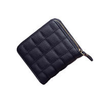Cartera corta de cuero PU a cuadros para mujer, tarjetero multicapa, monedero pequeño con cremallera - details 14