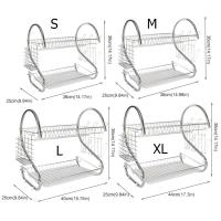 Escurridor de platos práctico en forma de S de 2 niveles, estante de secado de platos de Metal que ahorra espacio, escurridor de tazas estable, encimera - details 0