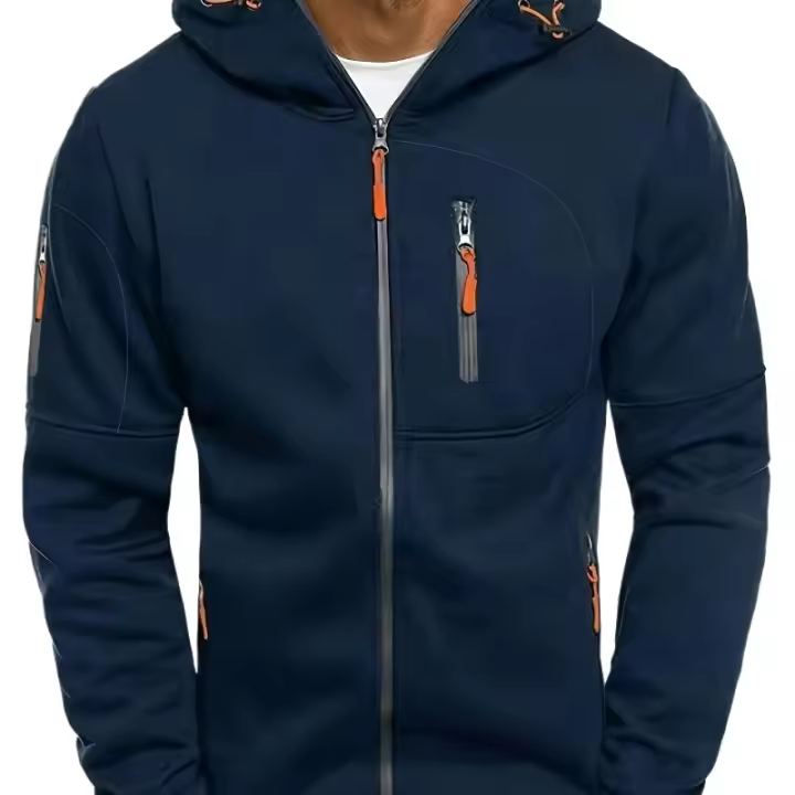 Chaqueta con cremallera para hombre, de manga larga, Sudadera con capucha, cómoda, informal - 1