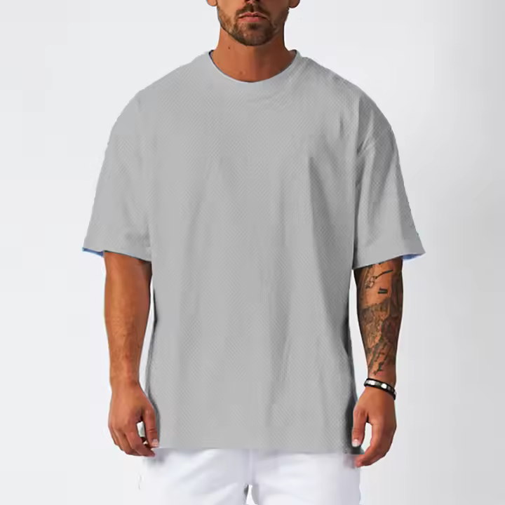 Camiseta de Entrenamiento Deportivo para Hombres Talla Grande, Absorbente de Sudor, Respirable para Primavera/Verano Material de Poliéster - 1