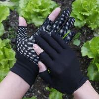 Guantes deportivos a prueba de viento de Color sólido para montar, protección solar, guantes elásticos para hombre, guantes de medio dedo, guantes de nailon, mitones antideslizantes - details 1