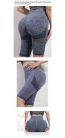 Pantalones cortos de yoga elásticos para mujer, mallas de compresión de cintura alta con control de barriga, fruncidos, sin costuras, levantamiento de glúteos, entrenamiento en el gimnasio - details 8