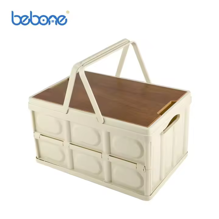Caja de plástico plegable multifuncional portátil para uso doméstico, camping al aire libre y almacenamiento - 1