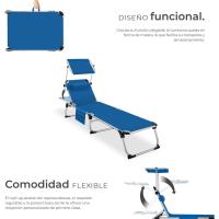 Tumbona Jardín Exterior de Aluminio, Tumbona Plegable con Reposacabezas, Parasol y Bolsillo Lateral, Tumbona Playa Reclinable en 6 Posiciones, Tumbona Piscina Resistente a Intemperie - Gris - details 35