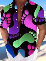 Nueva camisa hawaiana de manga corta con estampado de playa turística, adecuada para caminar por la calle, ocio, primavera y verano. - details 26