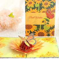 Tarjeta de felicitación plegable de girasol, papel tallado, bendición, tarjeta de felicitación emergente 3D, tarjetas de invitación exquisitas, Acción de Gracias - details 5