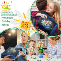 Ramo de Epiphyllum en maceta, bloques de construcción, juego de flores eternas, juguete para decoración del hogar, ladrillos de plantas, juguetes para niños - details 1