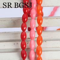5x9mm blanco rojo rosa Olivary arroz Natural mar bambú Coral suelto DIY hallazgos fabricación de joyas cuentas de semillas hebra 15" - details 1