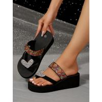Sandalias de tacón plano con diamantes de imitación plateados para mujer, chanclas de banda estrecha con diamantes brillantes, zapatillas informales de playa, verano, 2024 - details 32