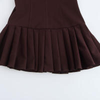 Falda plisada 3D Mini s con cuello redondo Moda para mujer en marrón - details 5