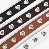 Cinturón de cuero PU con hebilla de Metal para mujer y niña, cinturón de Jeans, Pin de corazón, cintura de ocio, moda - details 5