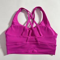 Sujetador deportivo cruzado de Color sólido para mujer, Top ajustado suave de alta resistencia, ropa interior de entrenamiento integral para gimnasio y Yoga con almohadilla para el pecho - details 6