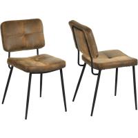 Juego de 2 Sillas de Comedor Vintage Tapizadas en Gamuza sin Reposabrazos con Patas Metálicas para Cocina Salón Dormitorio - details 0