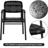 2 Sillas de Oficina Escritorio Silla de Recepción Sillón para Conferencia Sala Tapizada MAX Capacidad 135 KG Negro - details 6