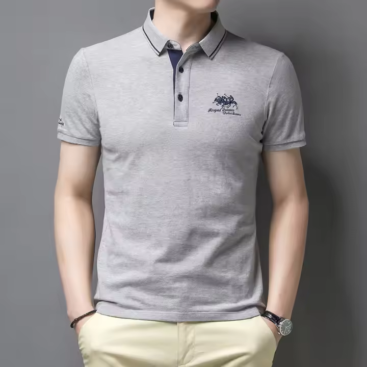 Polo de verano para hombre, camiseta informal de negocios con solapa de manga corta y delgada - 1